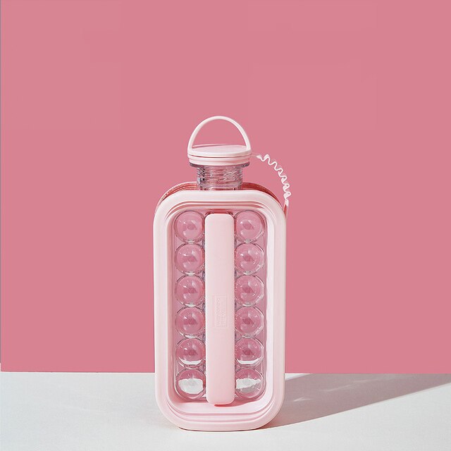 Water Bottle with Built-In Ice Balls Tray