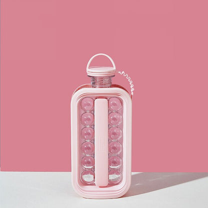 Water Bottle with Built-In Ice Balls Tray