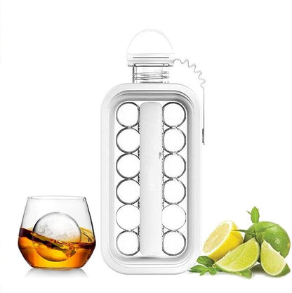 Water Bottle with Built-In Ice Balls Tray